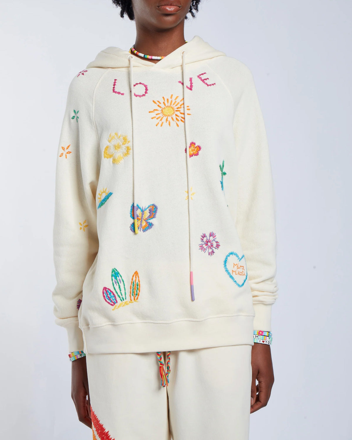 Embroidered Cali Hoodie | Antique White