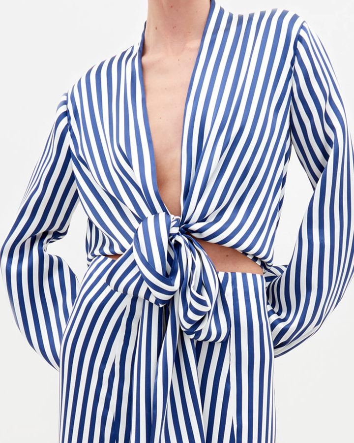 Honey Blouse | White Blue Stripe