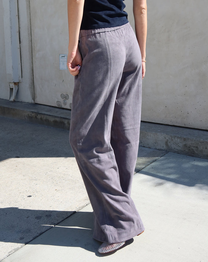 Suede Wide Leg Pant | Castle grey