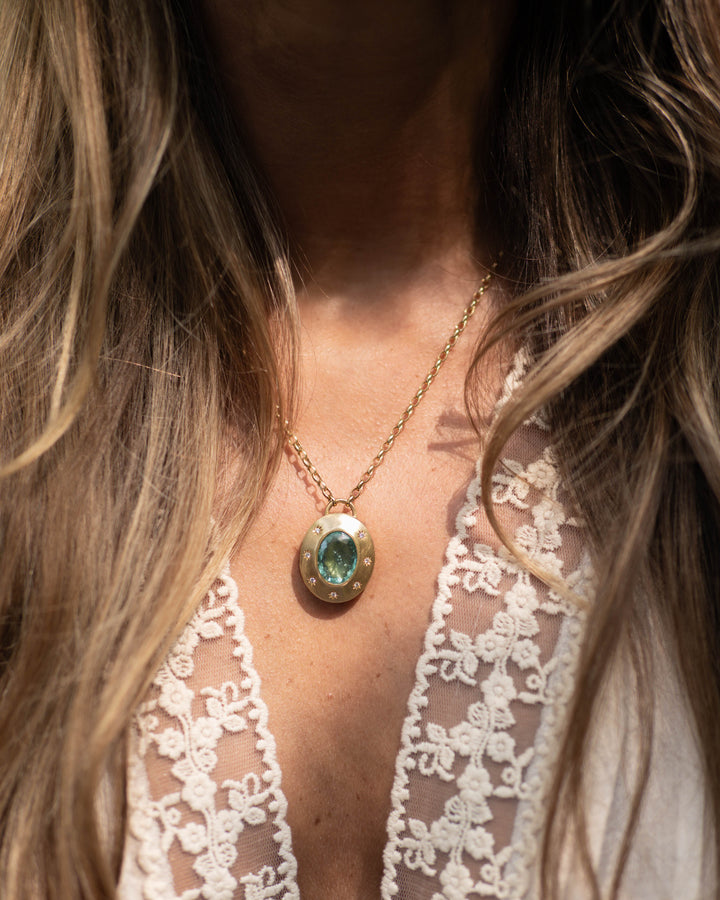Tourmaline Bloom Locket | 18k Yellow Gold