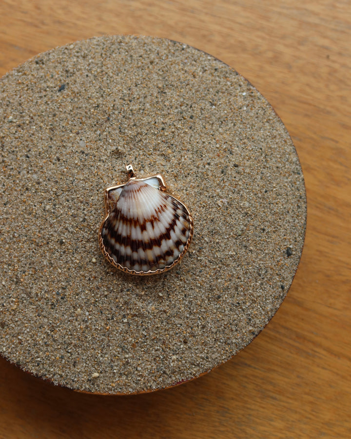 Natural Clam With Rose Gold Charm Sz XXL