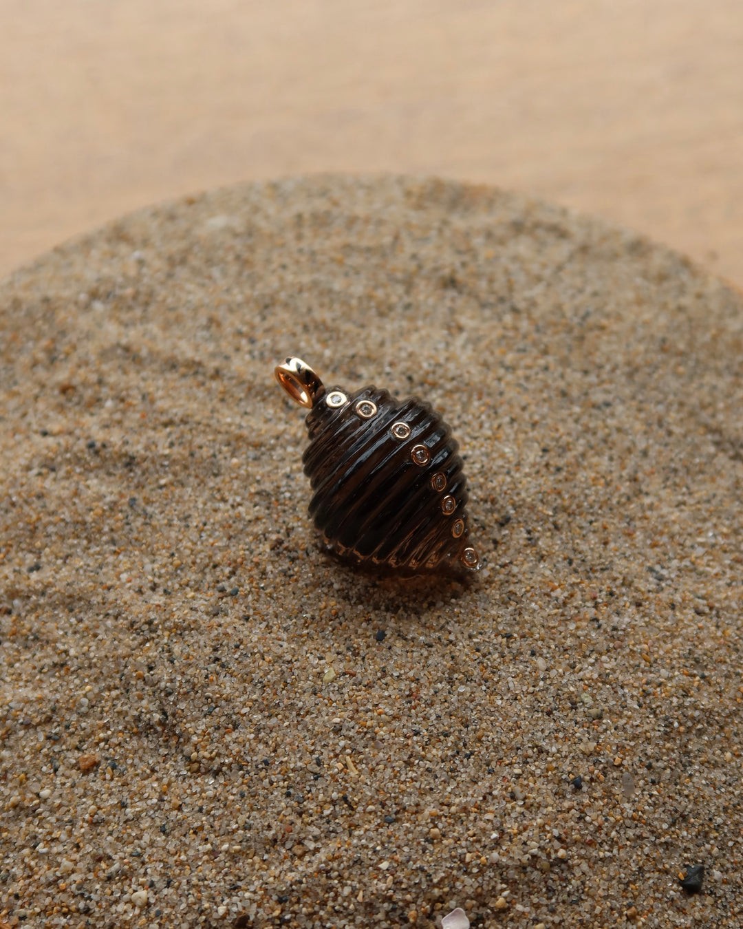 Crystal Tonna Shell With Diamonds Charm | Smokey Quartz