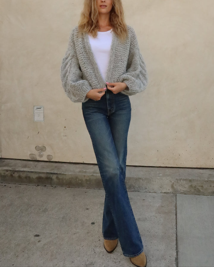 Fleecy Alpaca Cable Bomber | Sweater Grey