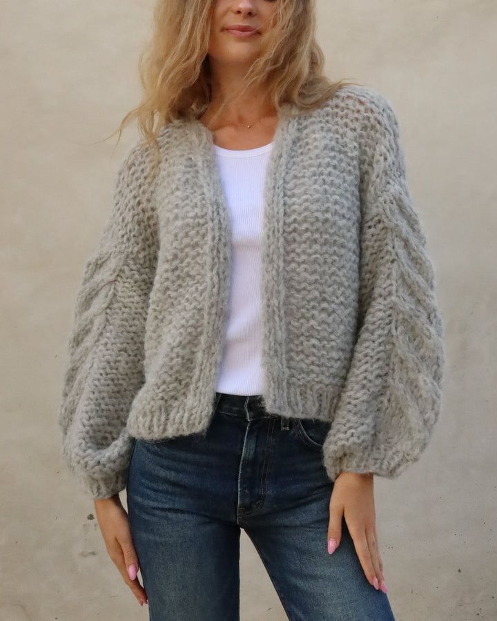 Fleecy Alpaca Cable Bomber | Sweater Grey