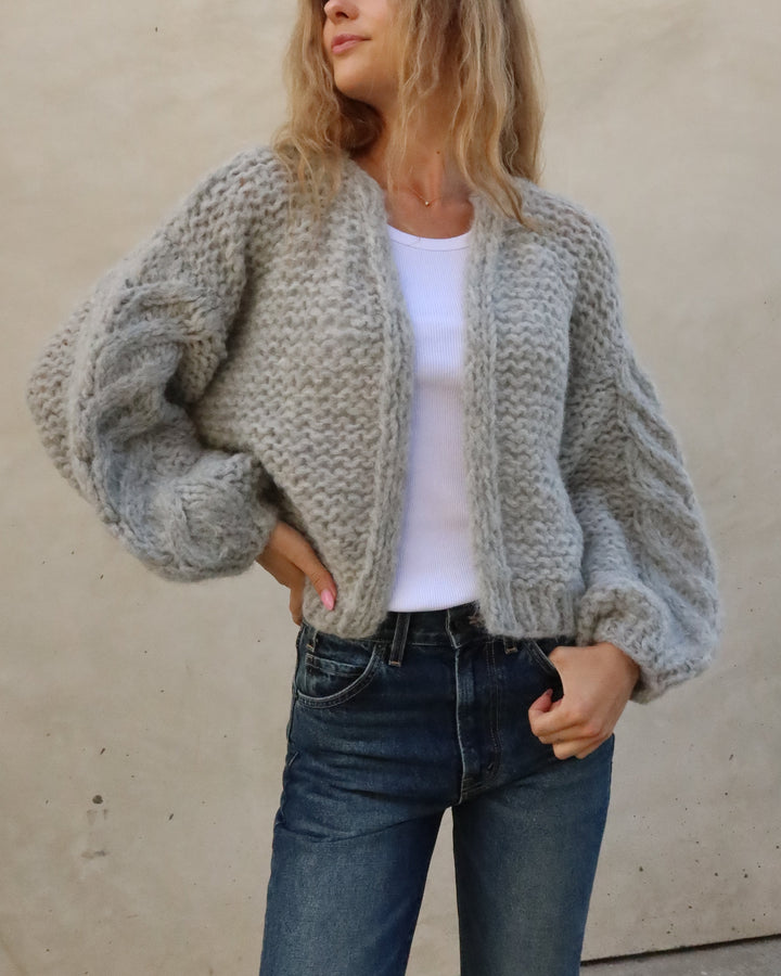 Fleecy Alpaca Cable Bomber | Sweater Grey
