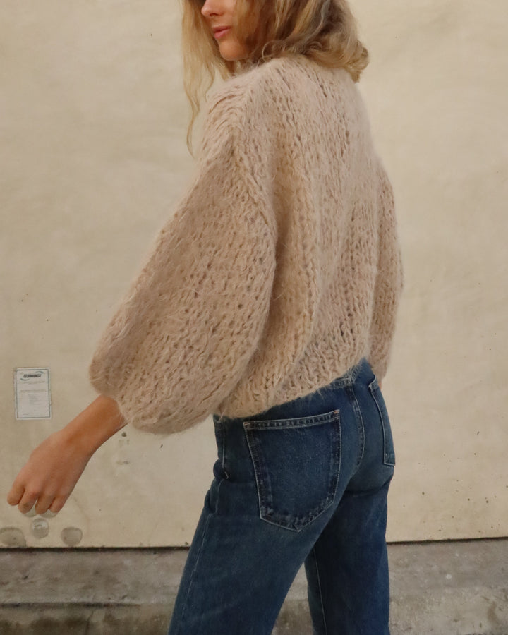 Shaggy Alpaca Bomber Cardigan | Beige