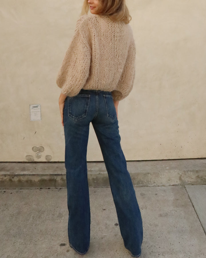 Shaggy Alpaca Bomber Cardigan | Beige