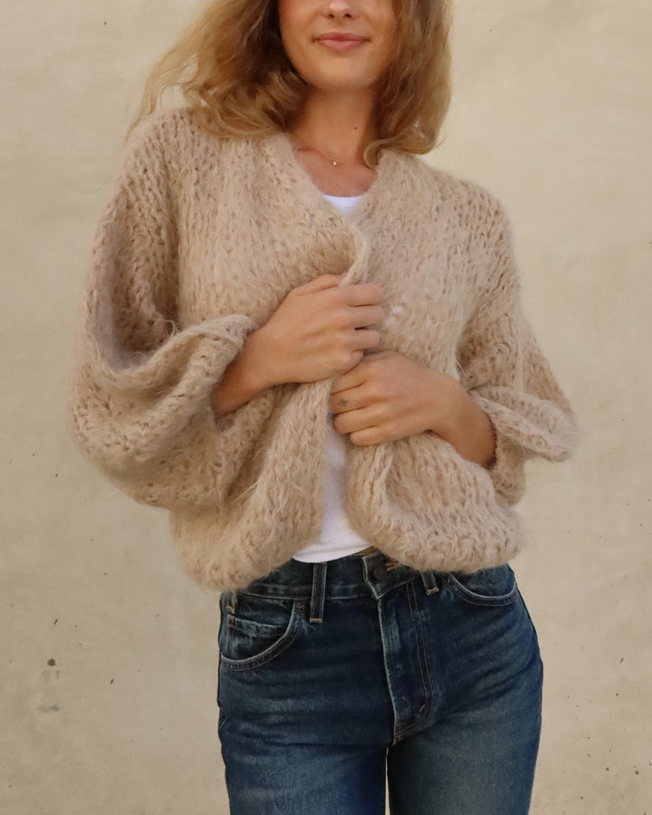 Shaggy Alpaca Bomber Cardigan | Beige