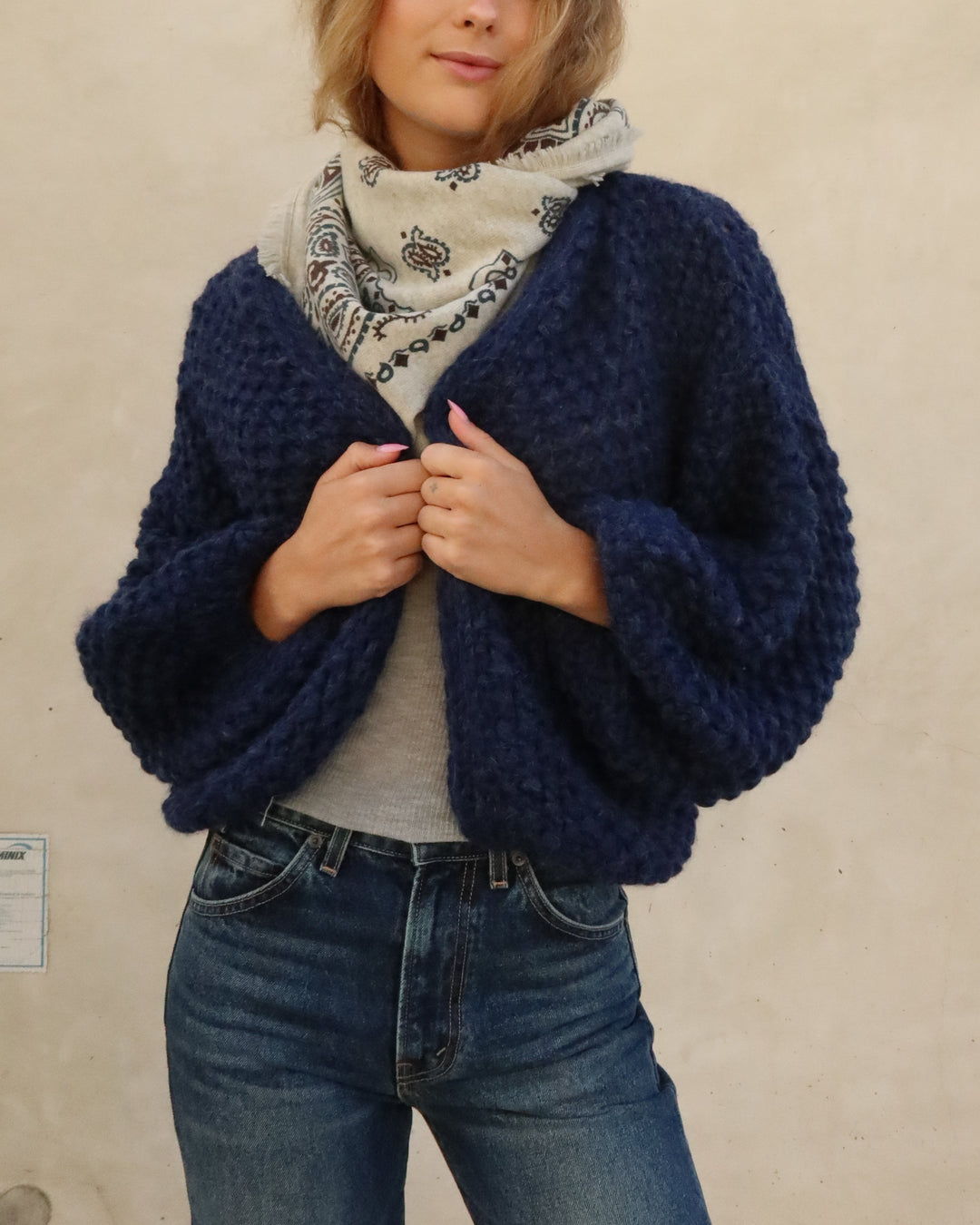 Chunky Alpaca Pearl Bomber | Denim