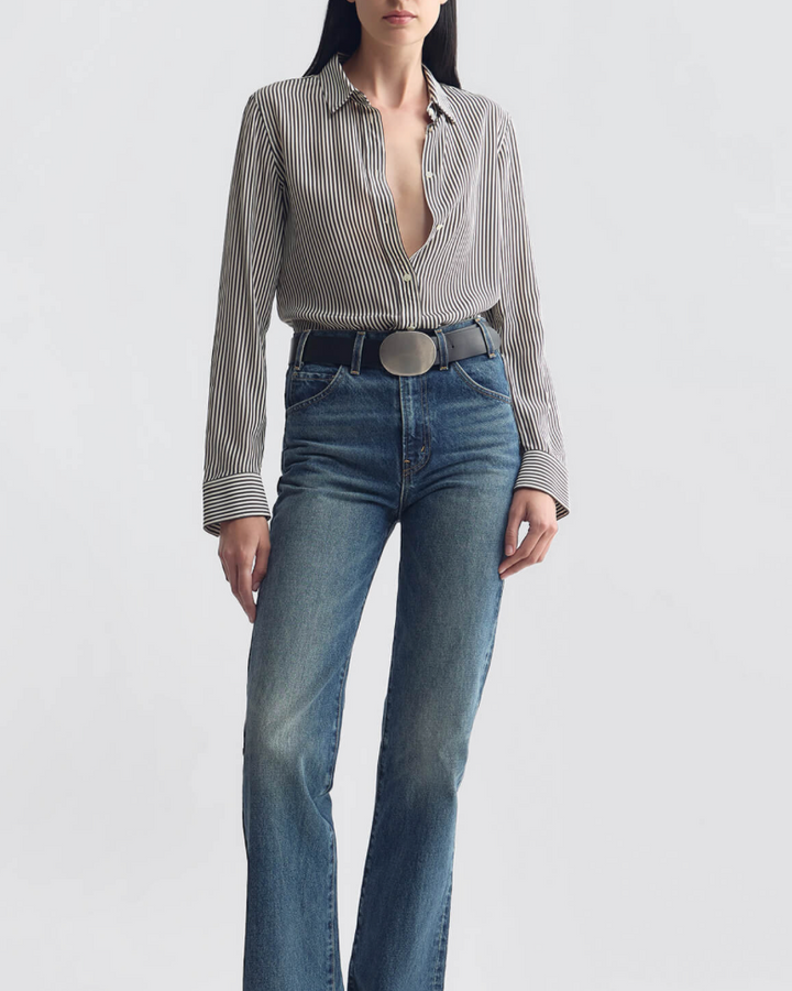 Gaia Slim Shirt | Dark Brown / Cream