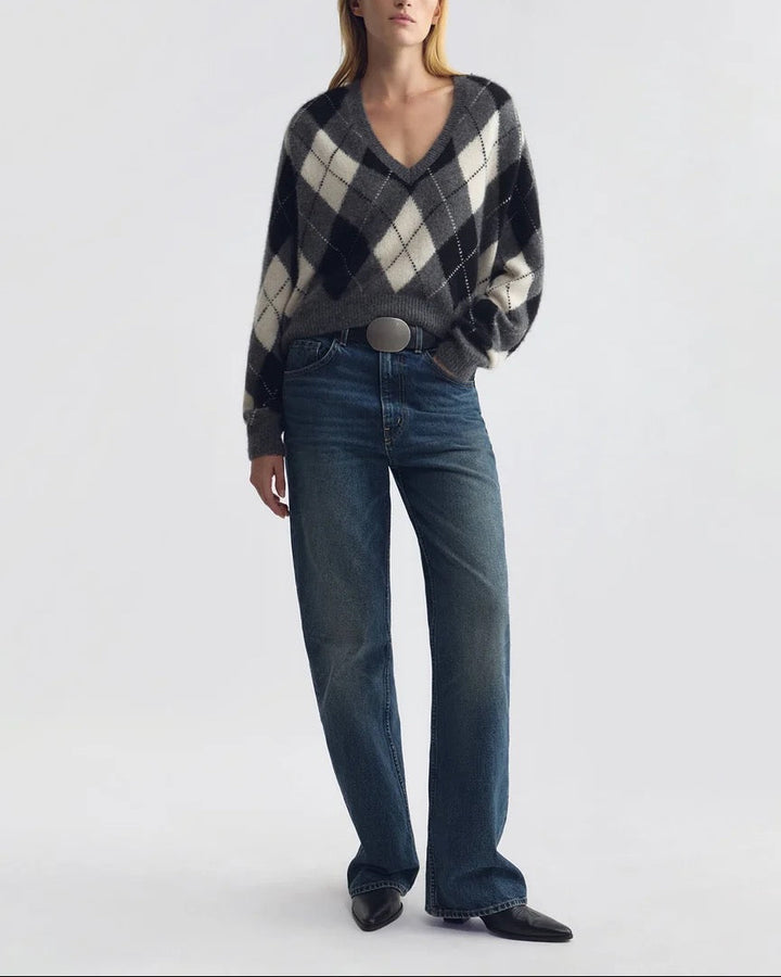 Feron Argyle Sweater | Grey / Ivory