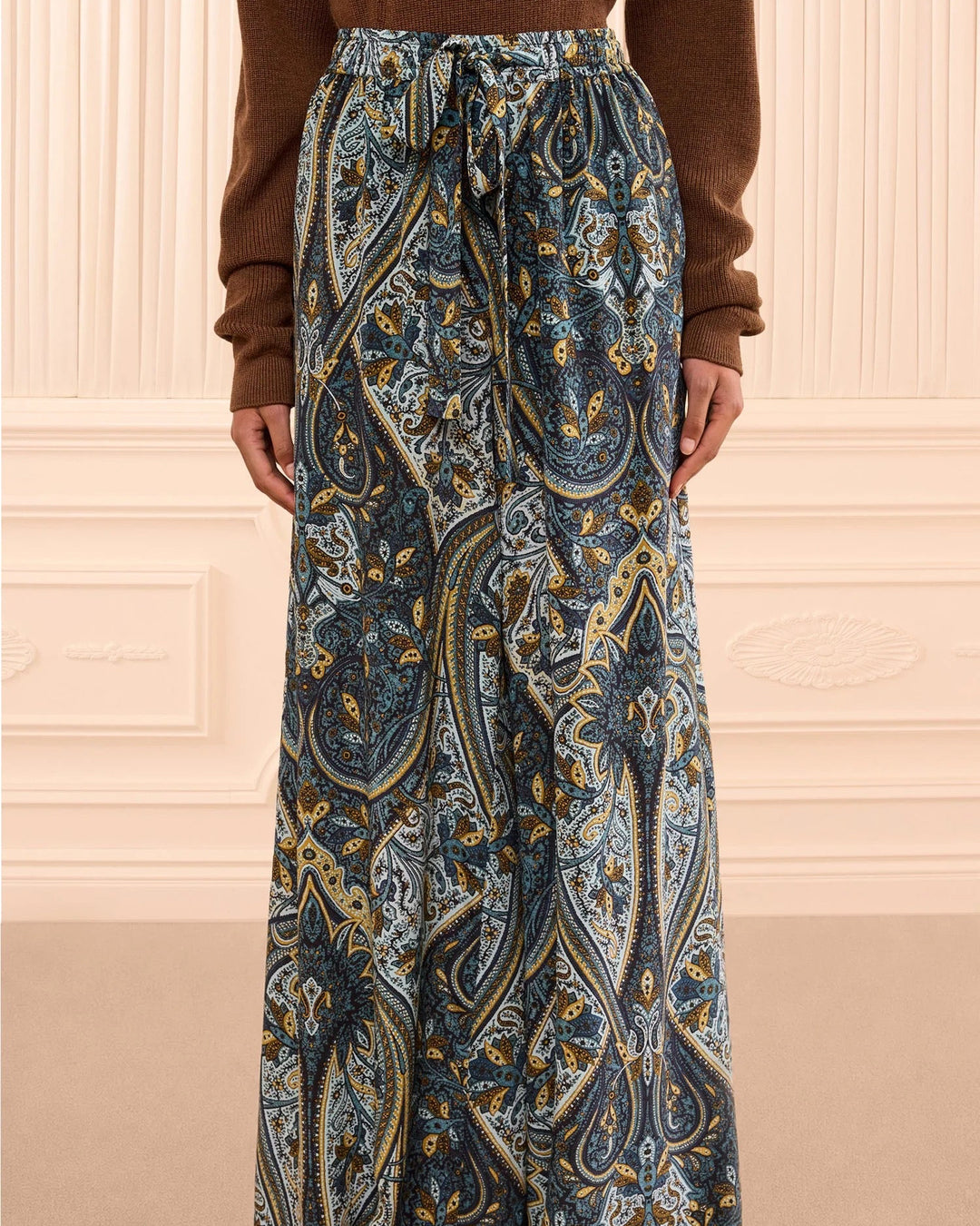 Sawyer Wide Leg Silk Pant | Prussian