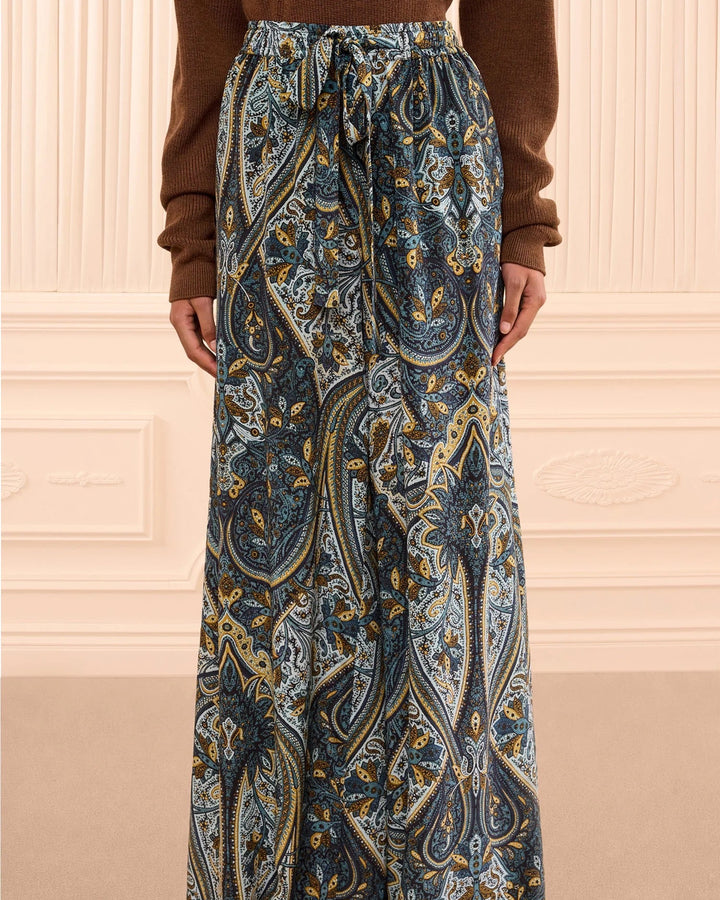 Sawyer Wide Leg Silk Pant | Prussian