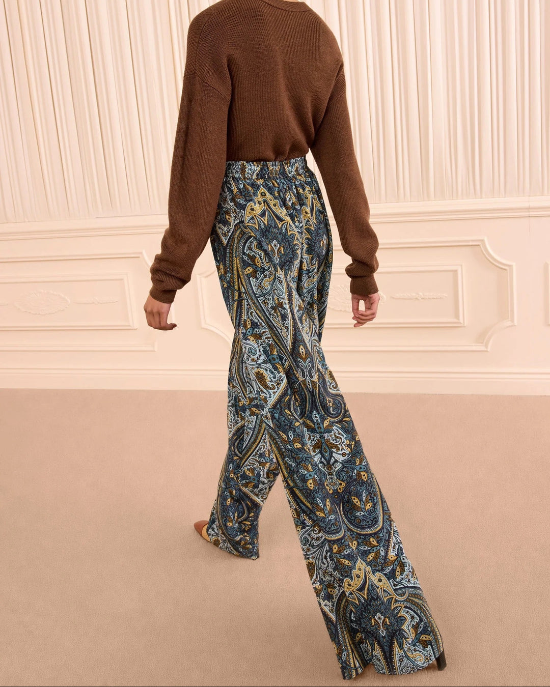Sawyer Wide Leg Silk Pant | Prussian