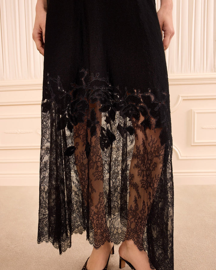 Josina Lace Midi Skirt | Noir