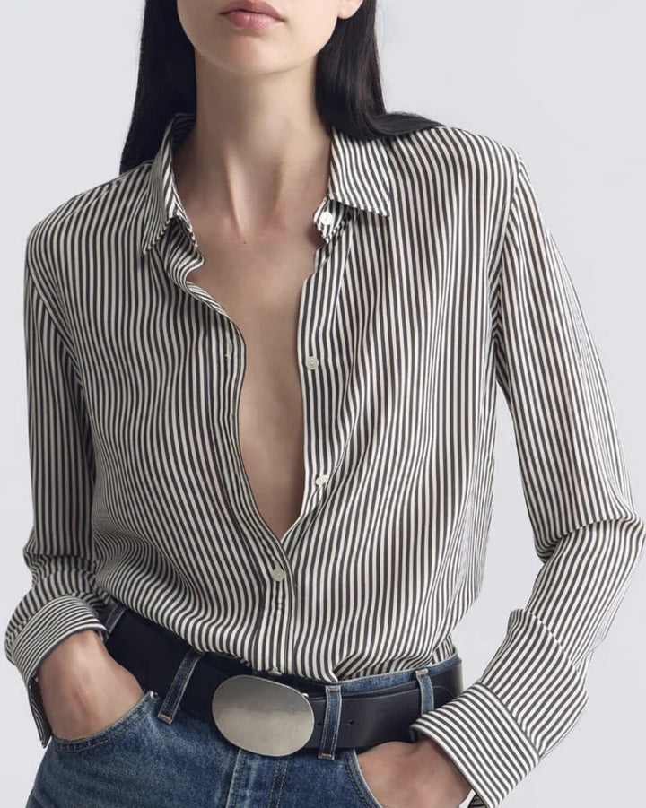 Gaia Slim Shirt | Dark Brown / Cream