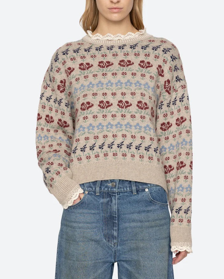 Preston Knit Crew Neck Sweater | Cream