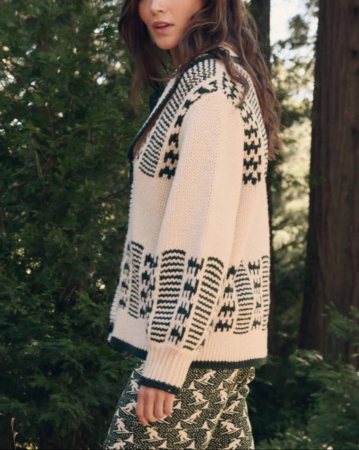 The Chalet Cardigan Sweater | Cream & Forest