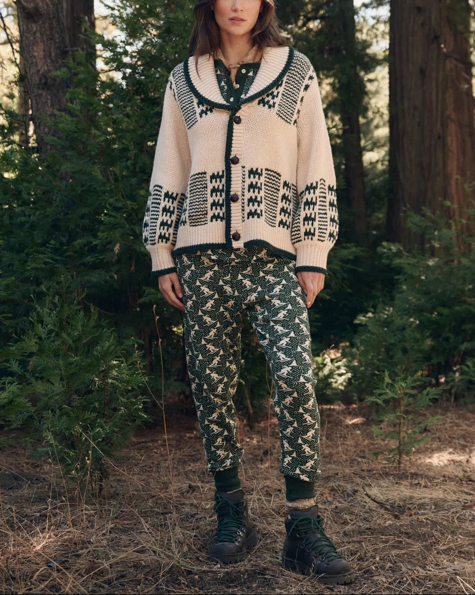 The Chalet Cardigan Sweater | Cream & Forest