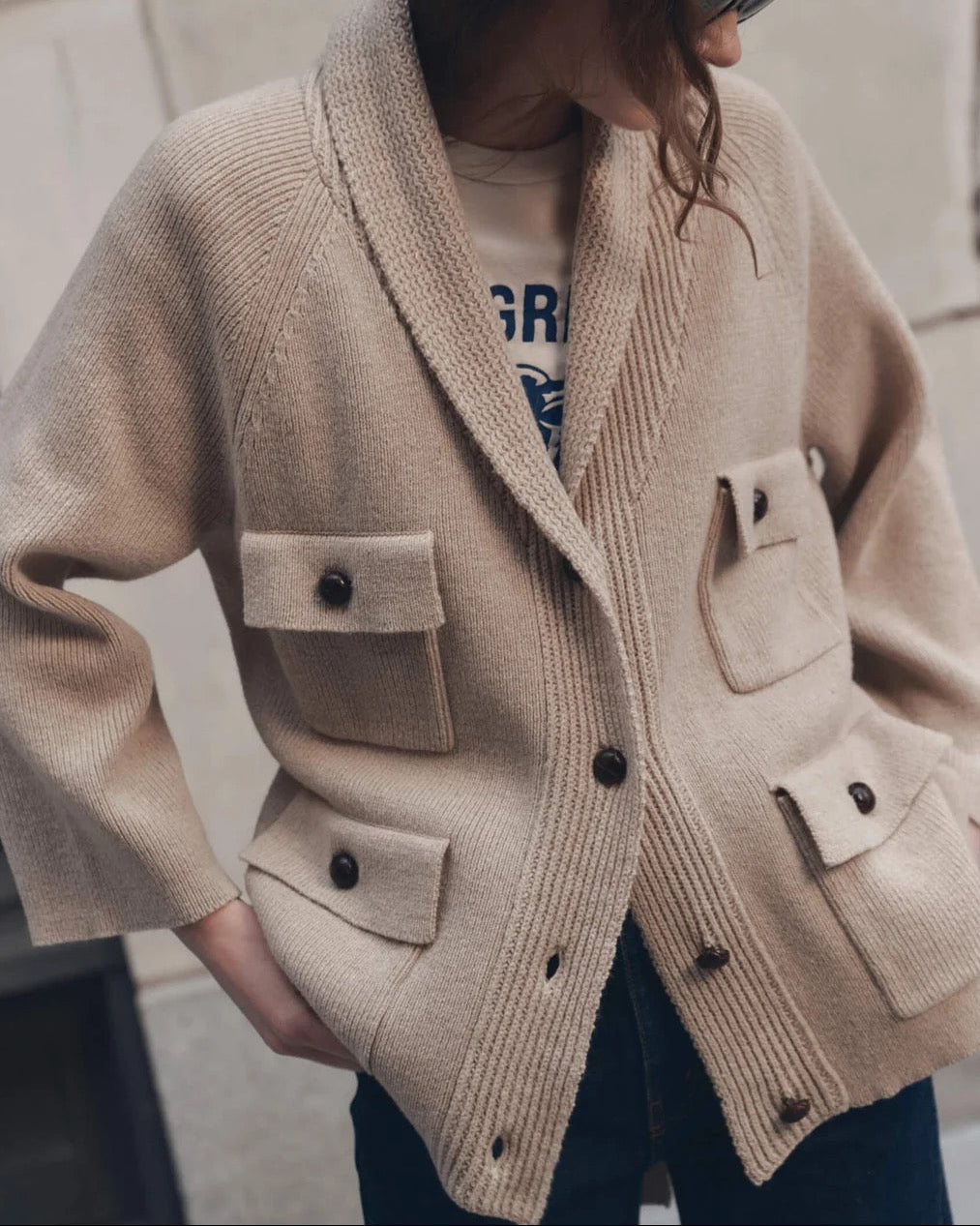 The Commander Riding Cardigan | Cream
