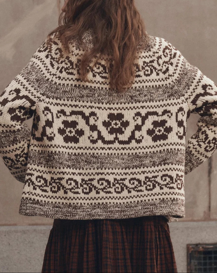 The Nordic Flower Lodge Cardigan | Marled Chestnut