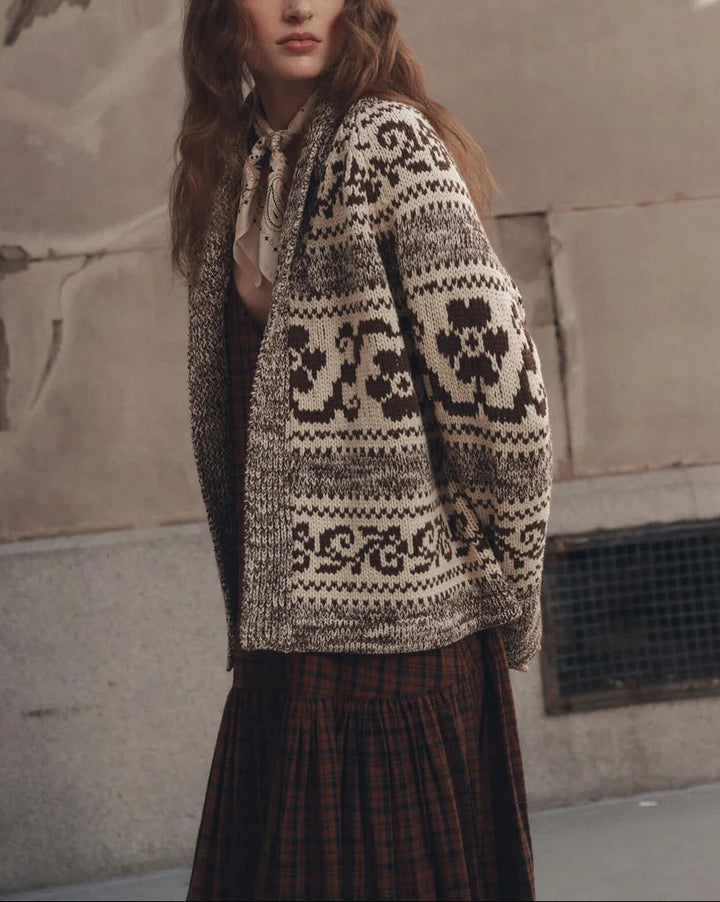 The Nordic Flower Lodge Cardigan | Marled Chestnut