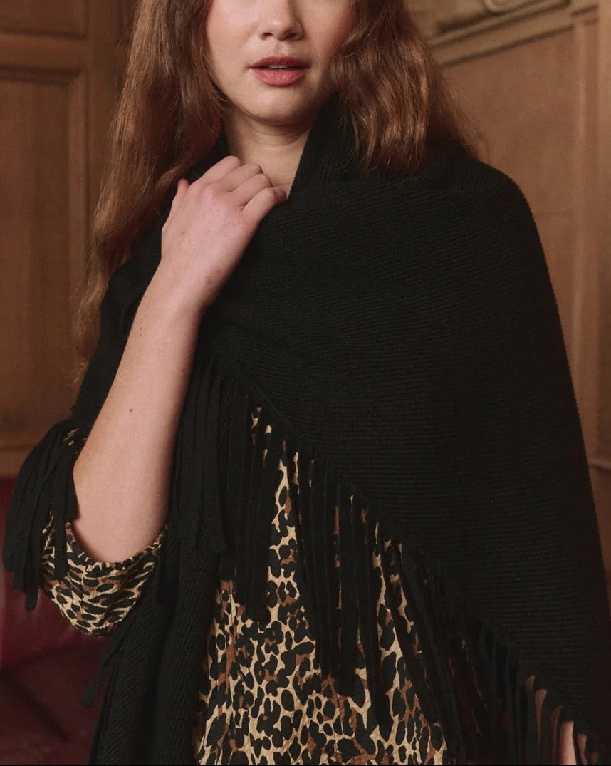 The Big Sweater Fringe Scarf | Black