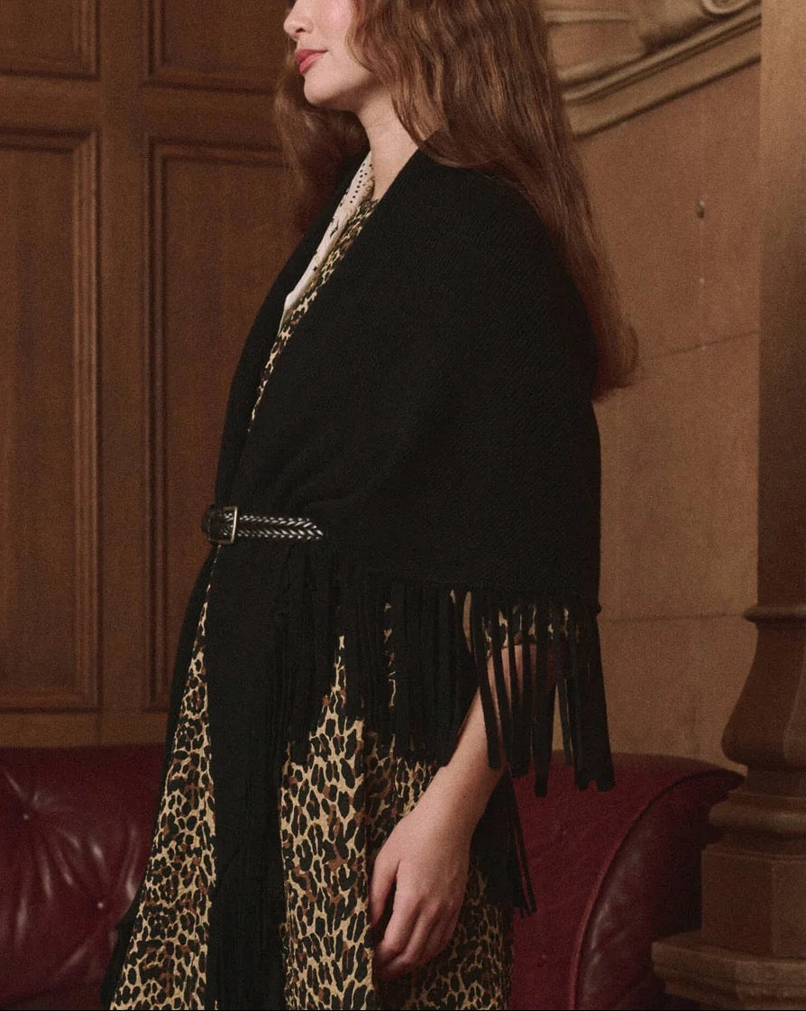The Big Sweater Fringe Scarf | Black