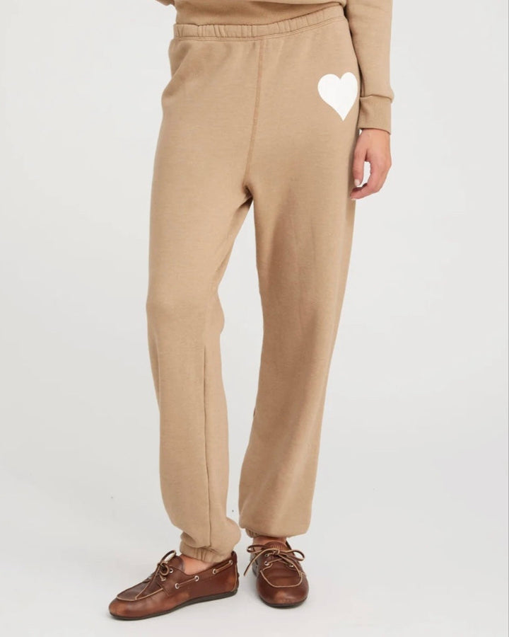 Heart Sweatpants | Latte / White