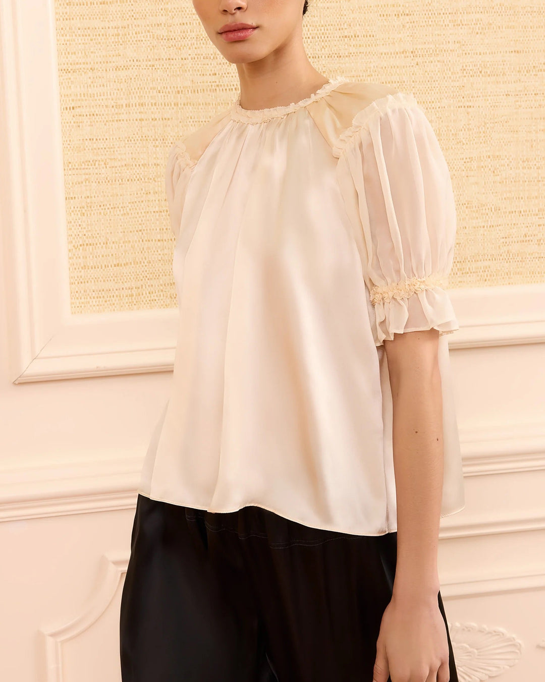 Alina SS Silk Top | Ivory