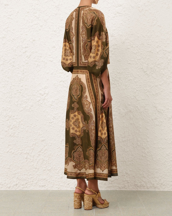 Mahon Tunic Midi Dress | Olive Paisley