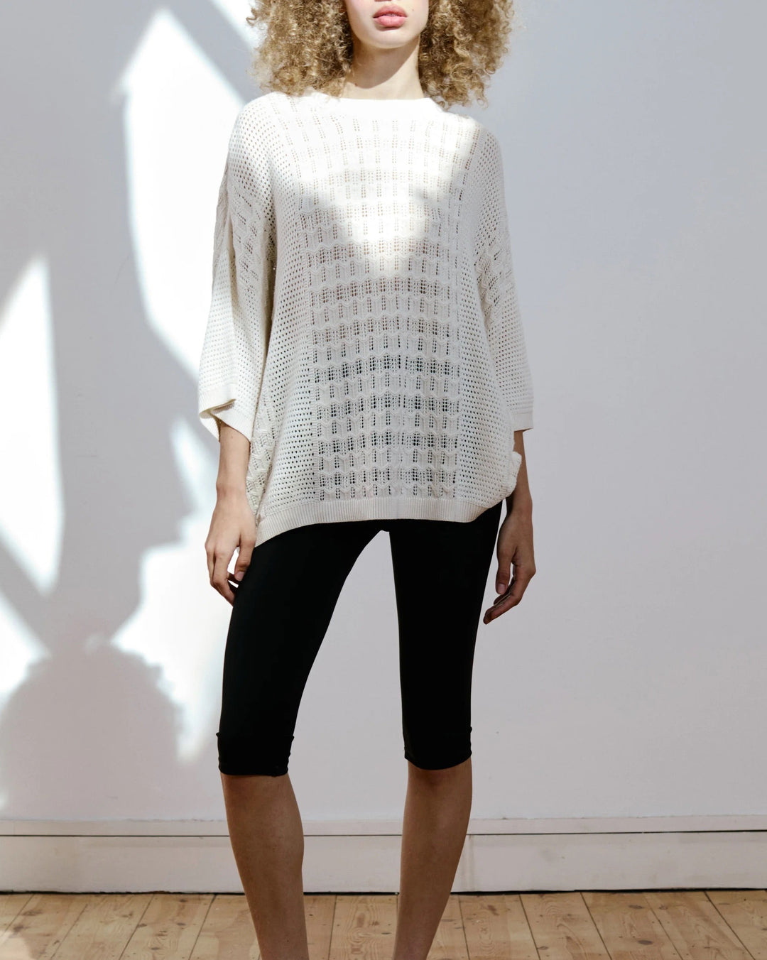 Bella Paneled Lace Knit T-Shirt | Cream