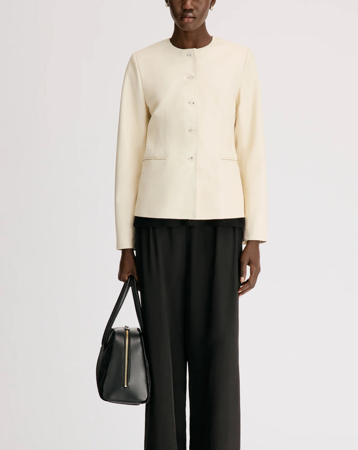 Adea Collarless Jacket | Ivory