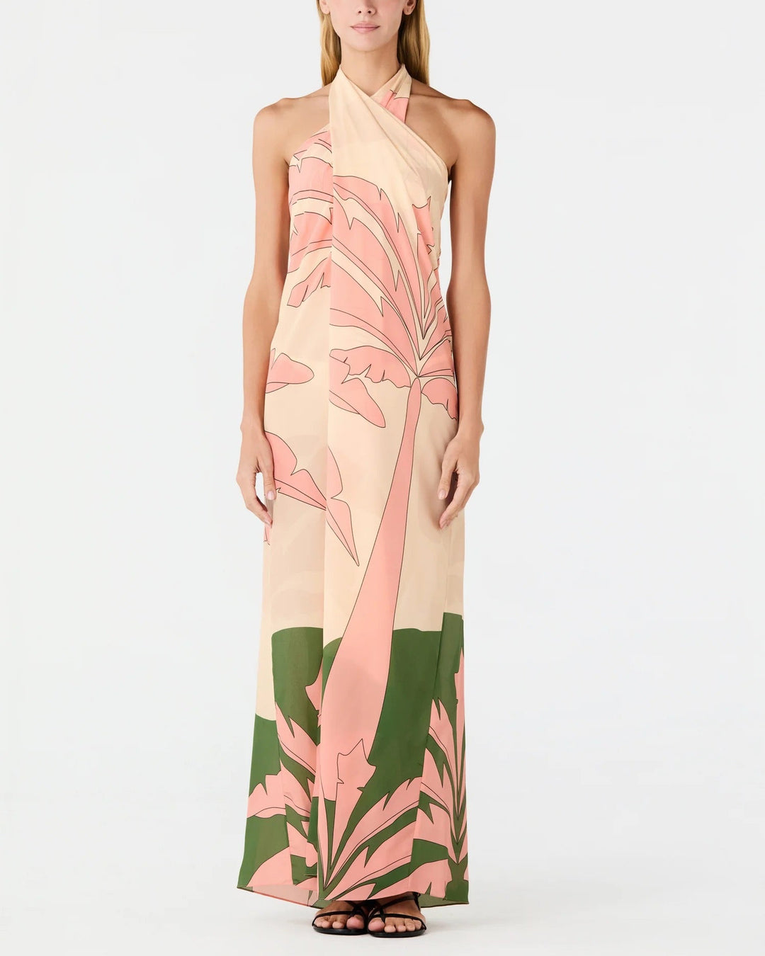 Cayetana Silk Crepe Maxi Dress | Peach Palms