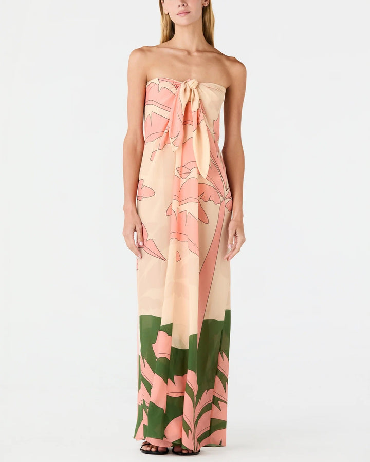 Cayetana Silk Crepe Maxi Dress | Peach Palms