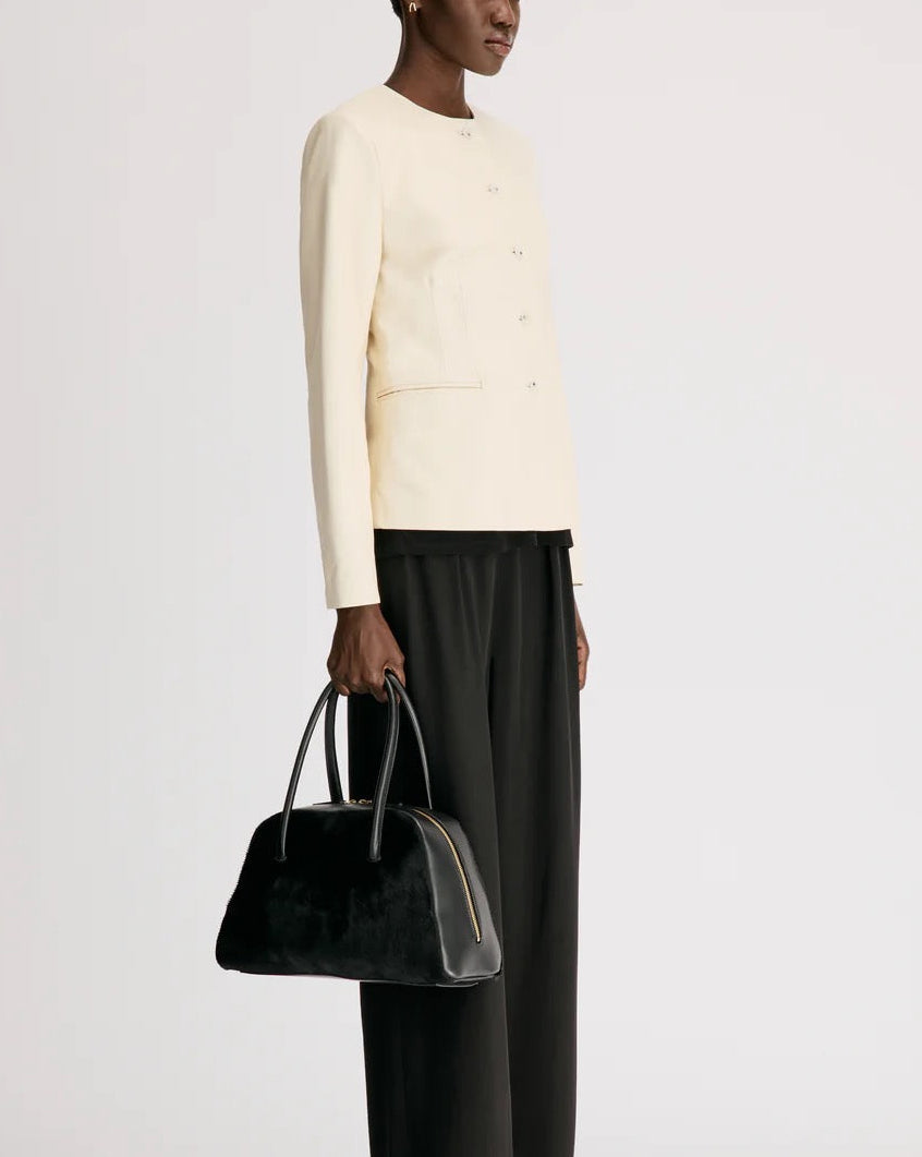 Adea Collarless Jacket | Ivory