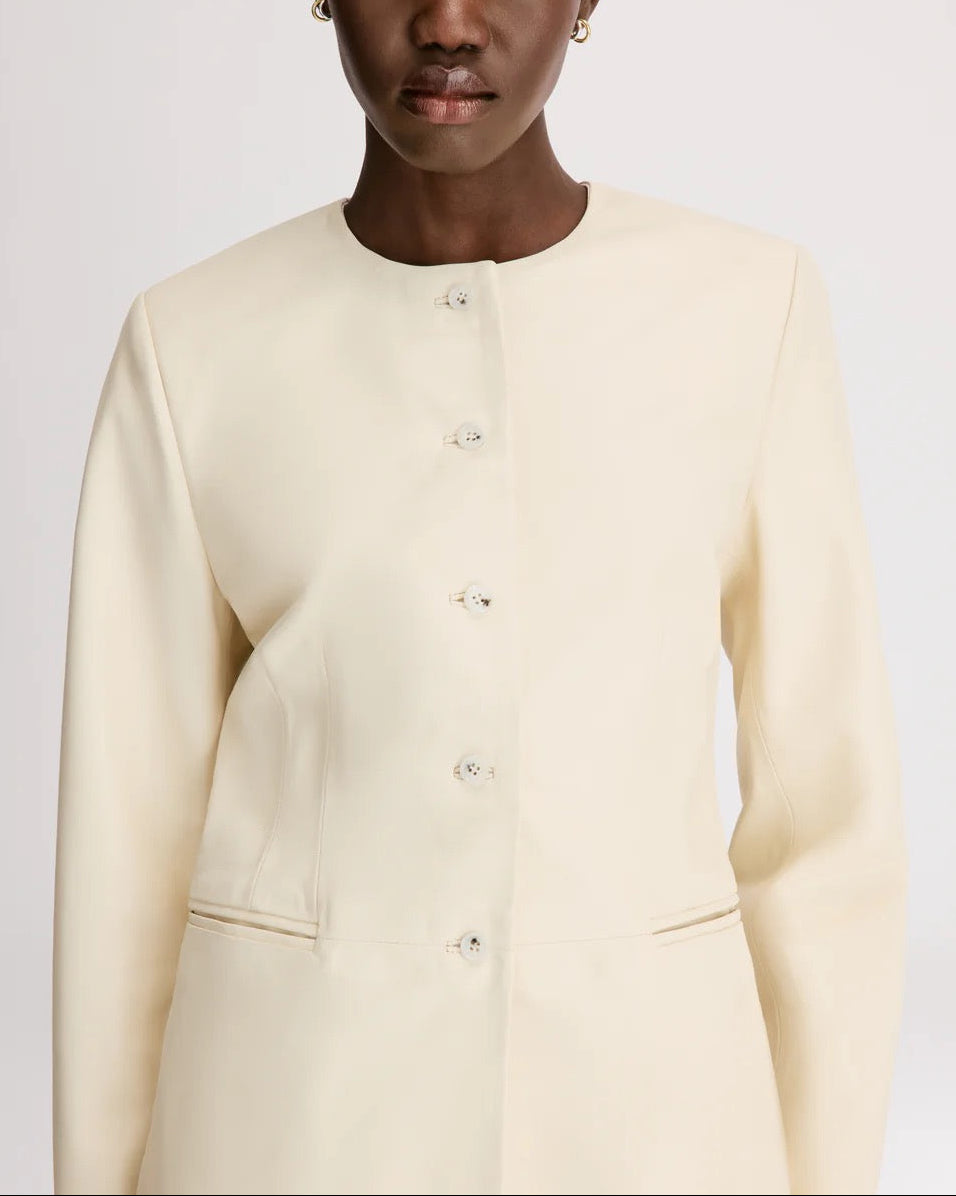 Adea Collarless Jacket | Ivory