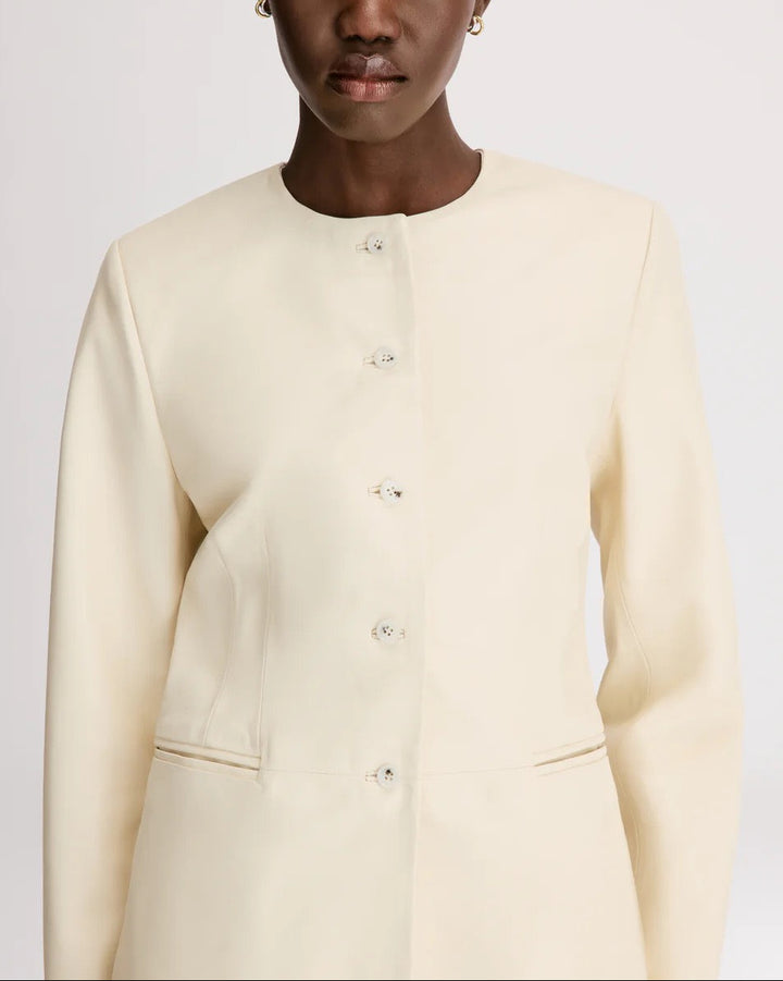 Adea Collarless Jacket | Ivory