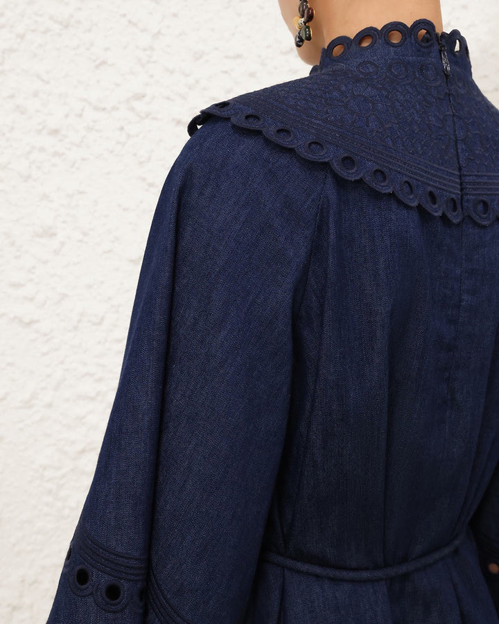 Mahon Broderie Denim Mini | Ink