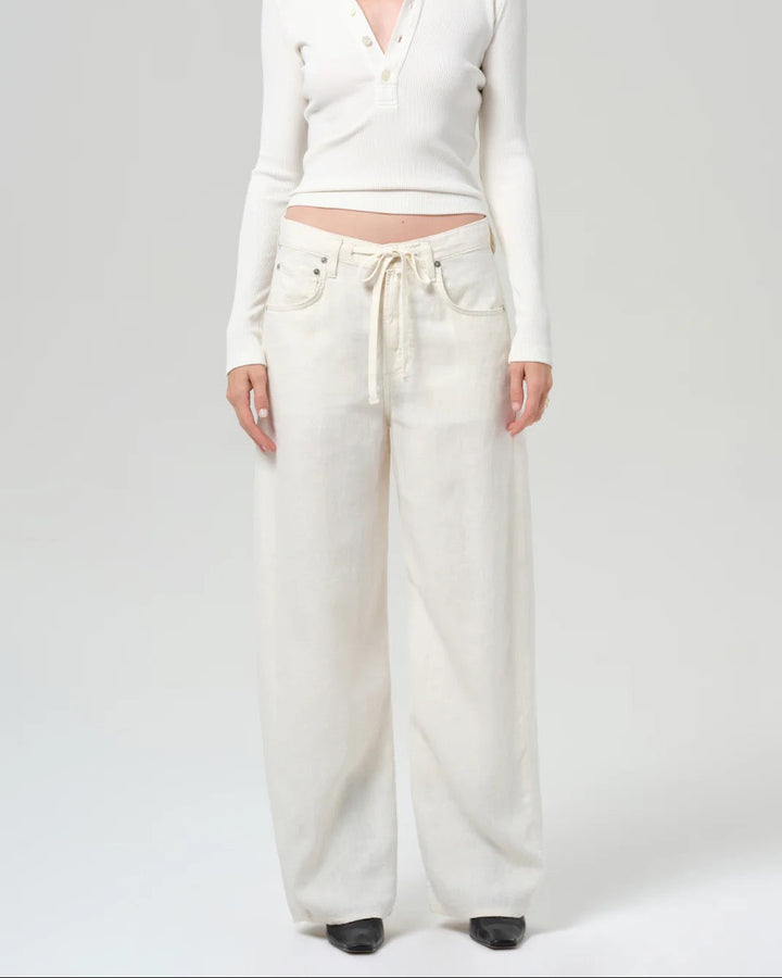 Brynn Drawstring Linen Trouser | Vanilla
