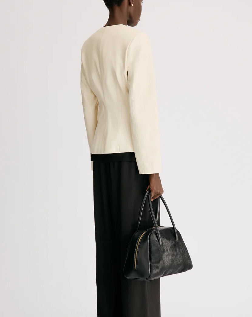 Adea Collarless Jacket | Ivory