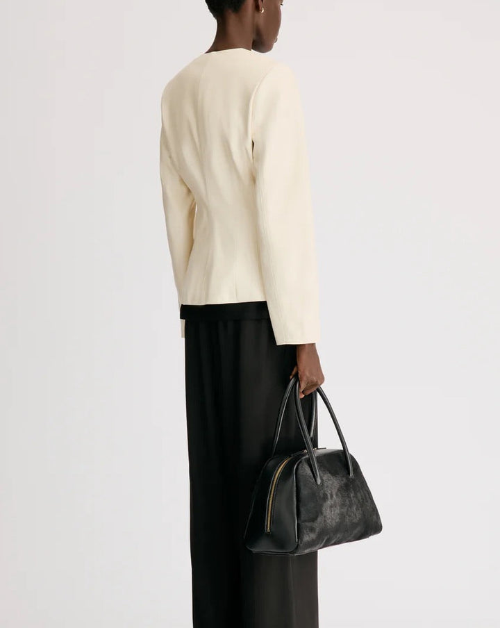Adea Collarless Jacket | Ivory