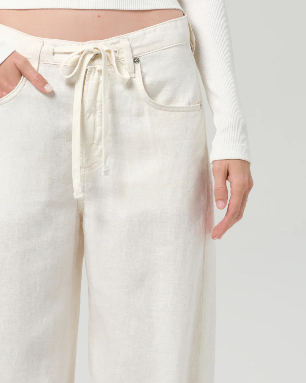 Brynn Drawstring Linen Trouser | Vanilla