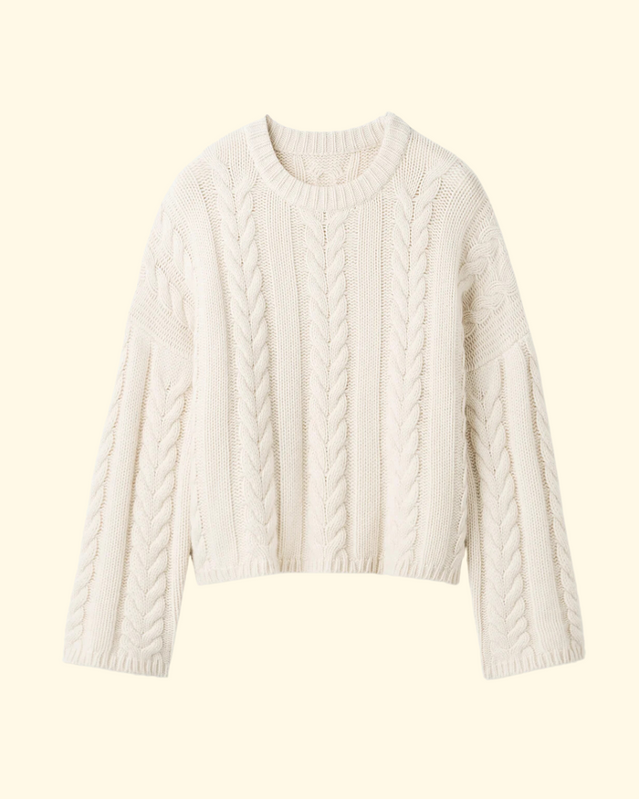 Oversize Cable Knit Sweater | Feather White