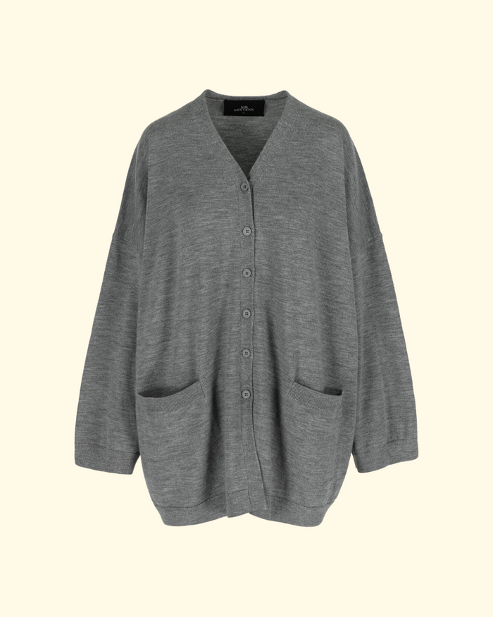 Bonnie Buttoned Light Cardigan | Grey Melange