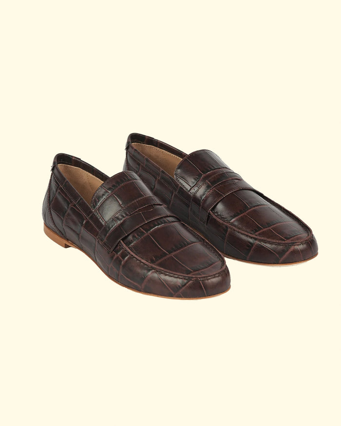 The Penny Loafer | Espresso Croc