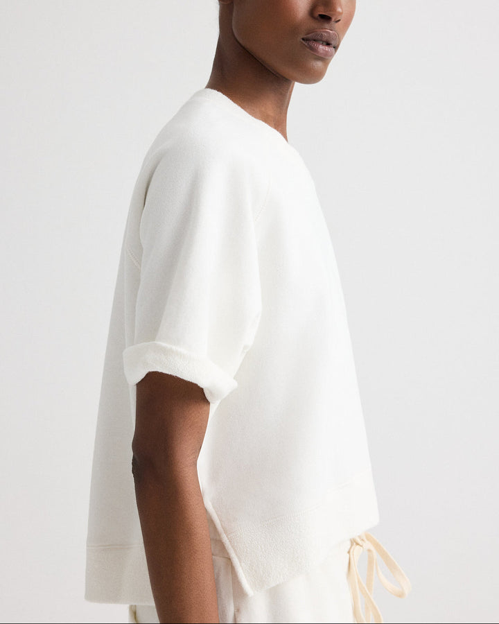 Slouchy Rolled Tee | White