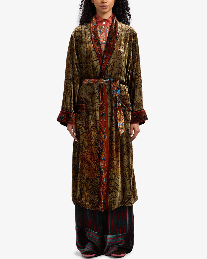 Kanpur Dressing Gown | Brassy Fern Multi