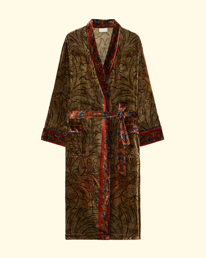 Kanpur Dressing Gown | Brassy Fern Multi