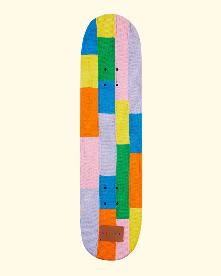 Color Blocked Knitted Covered Skateboard | Multi